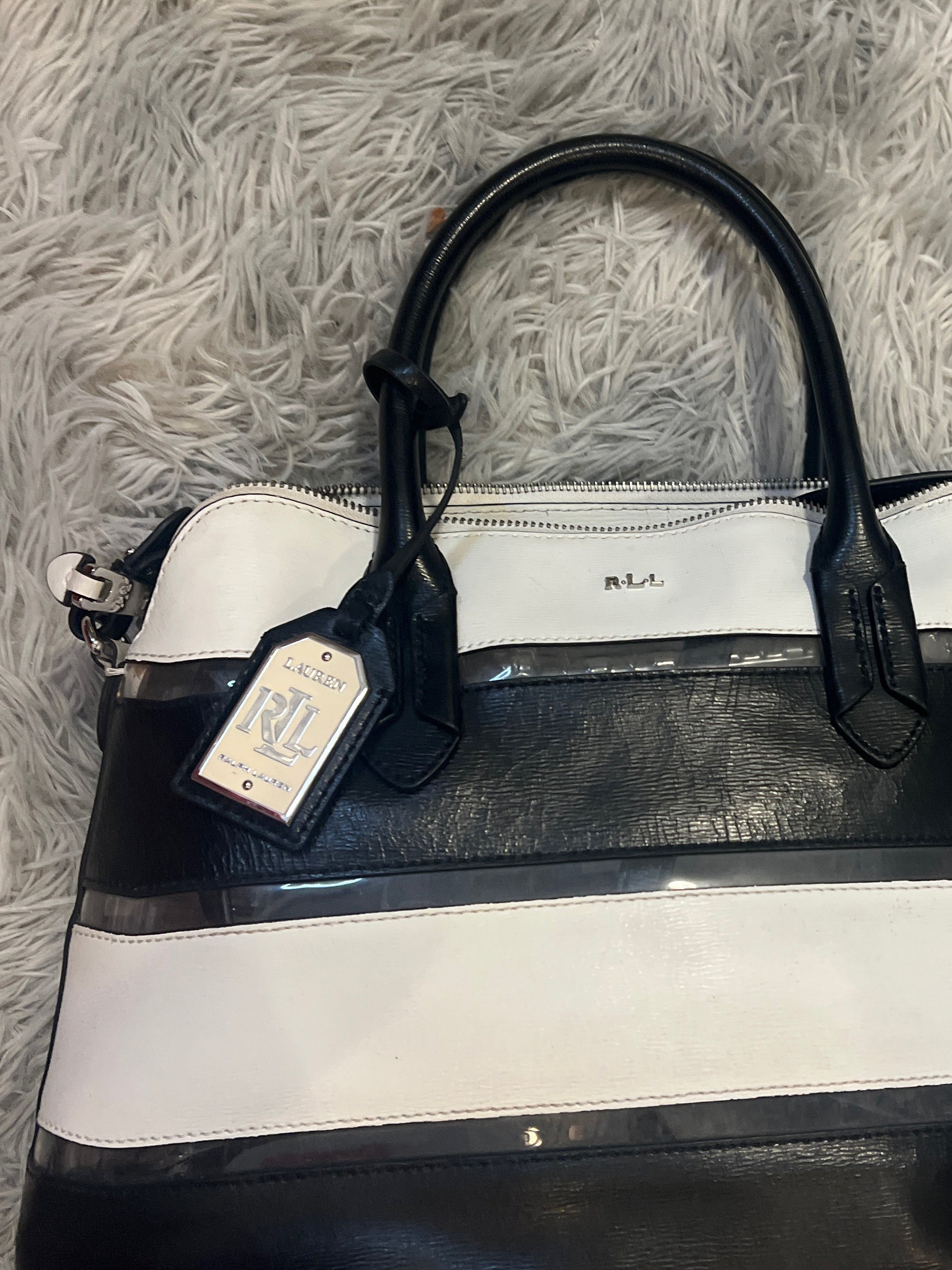 Lauren Ralph Lauren (LRL). Transparent PVC, genuine black and white leather