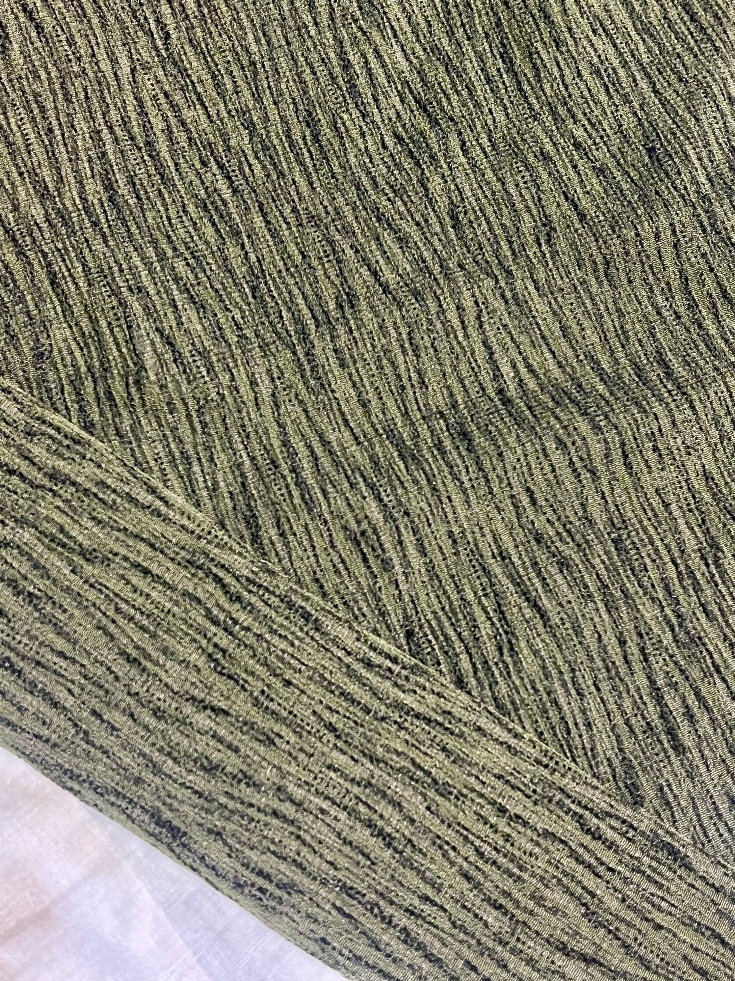 Vintage Japanese Kimono Nagagi — Olive Khaki Chirimen Texture
