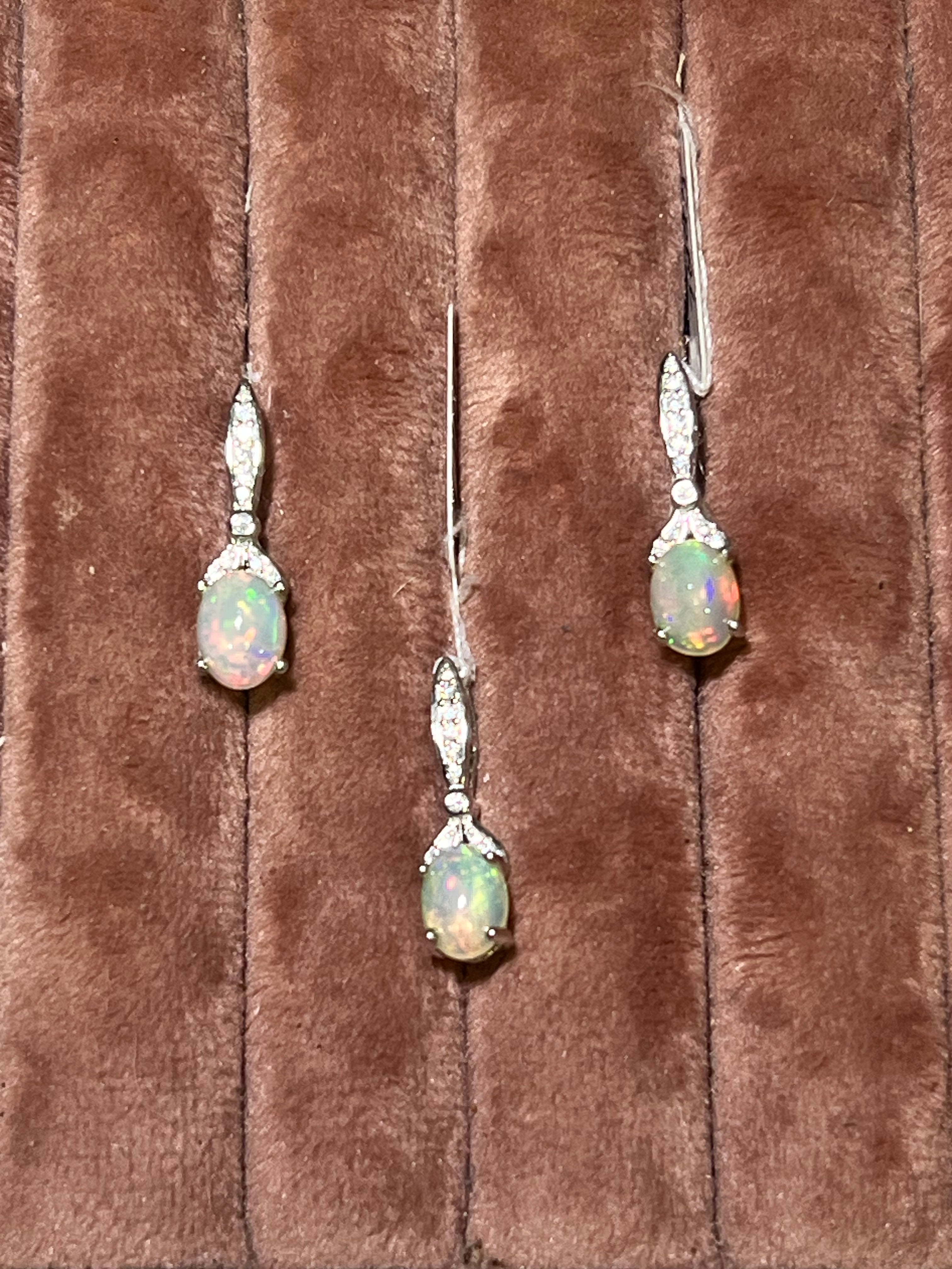 Natural Opal Jewelry Set in Sterling Silver