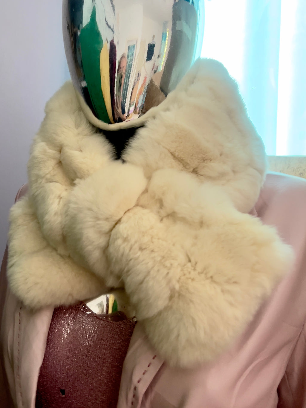 Vintage Feroux Ivory Rabbit Fur Stole / Hat — Japanese Brand — One Size