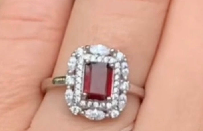 Garnet & CZ Sterling Silver Jewelry Set