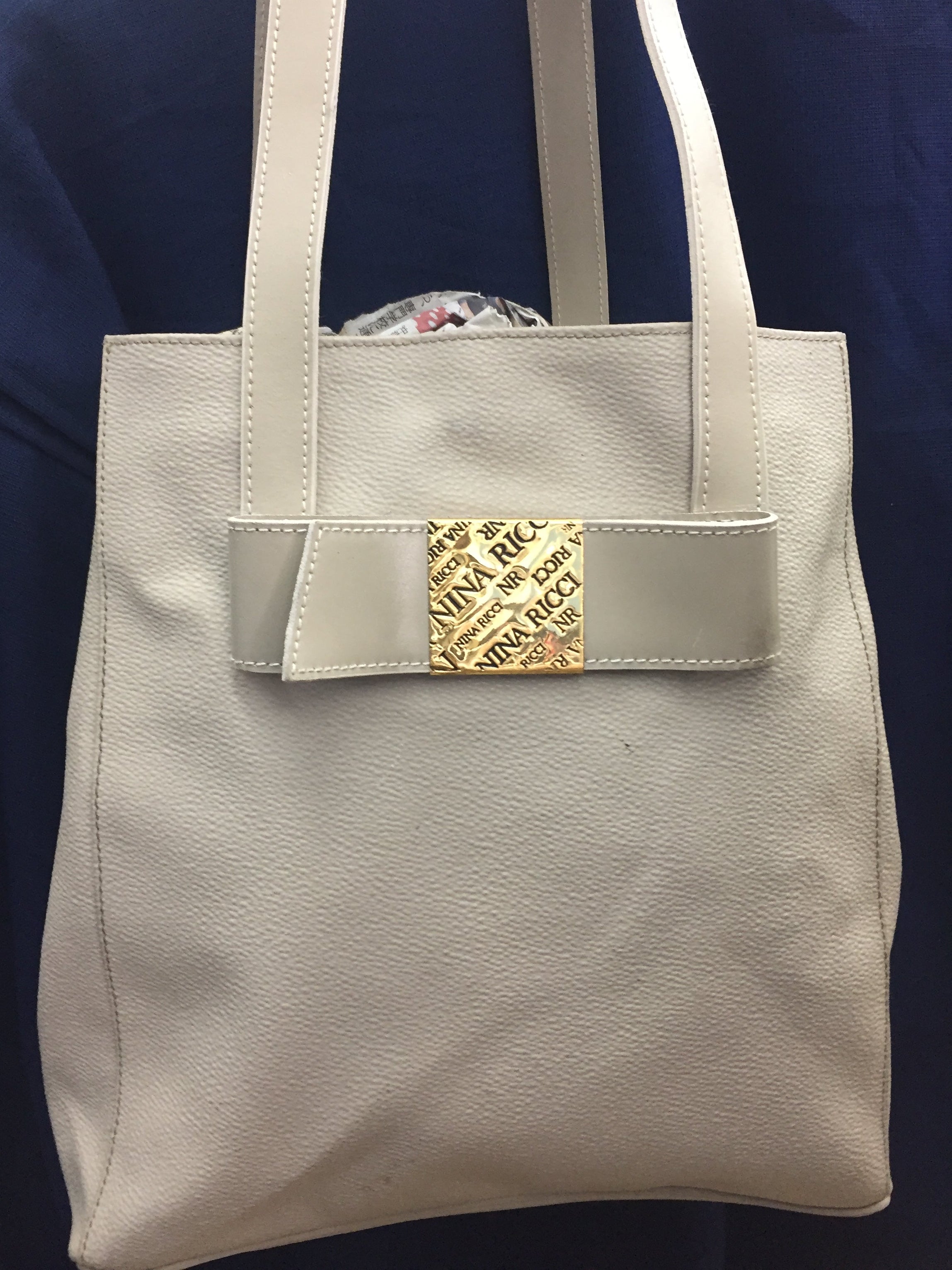 Rare vintage Nina Ricci beige leather bag