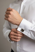 Dark mother-of-pearl square cufflinks silver plated