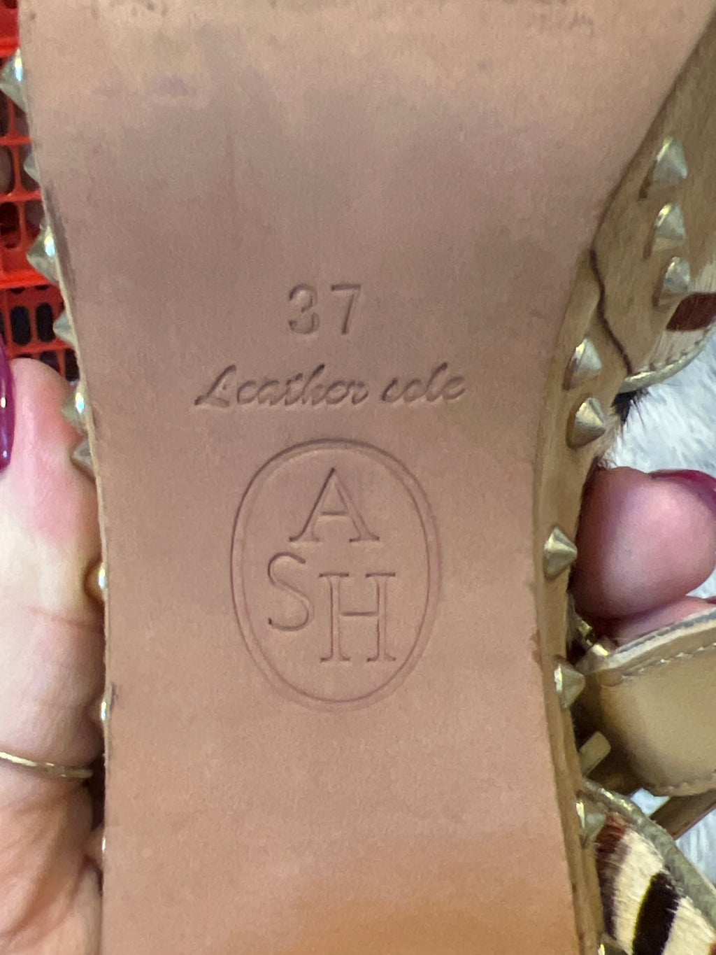 ASH — platform sandals with studs, pony hair