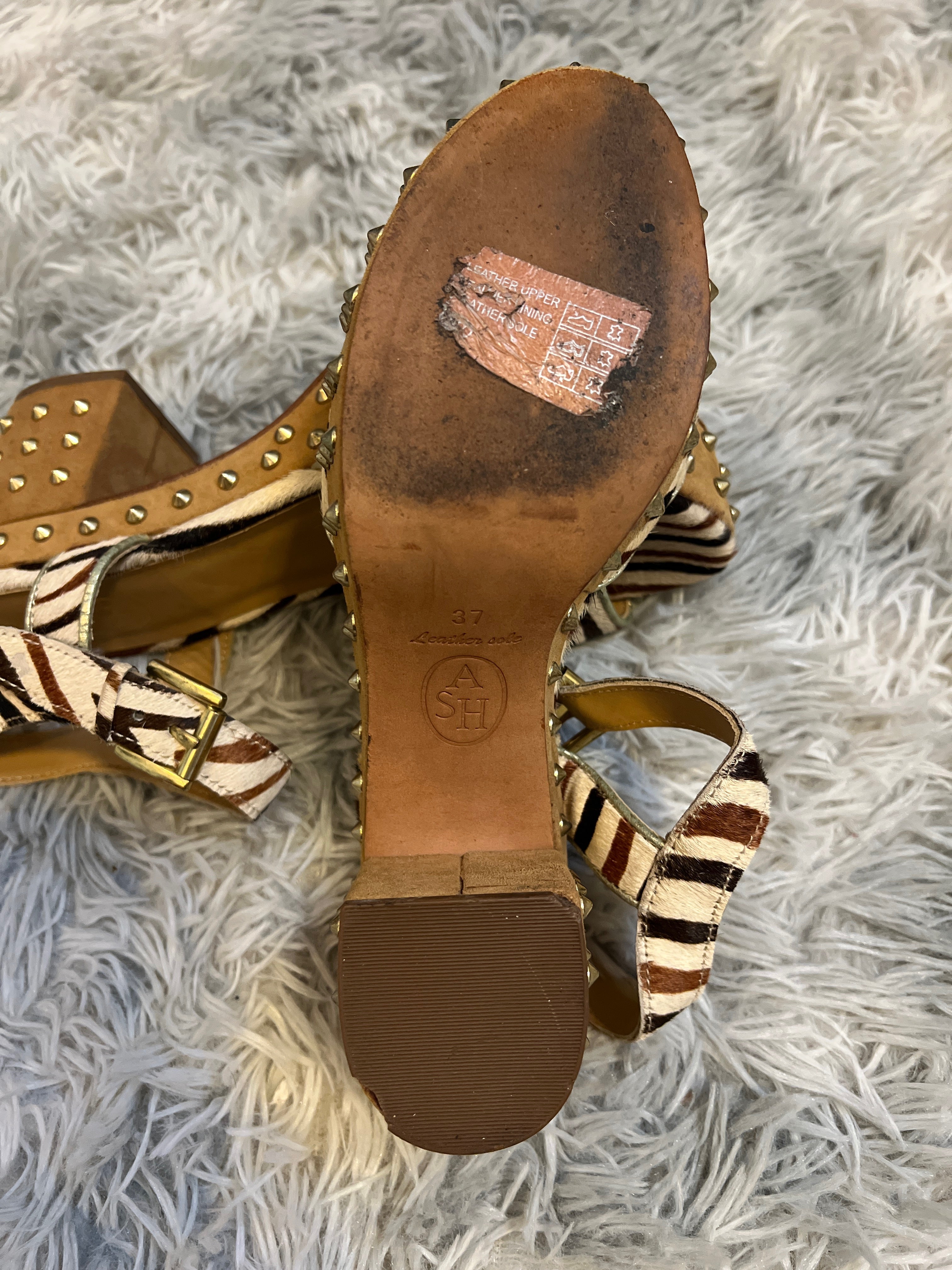 ASH — platform sandals with studs, pony hair