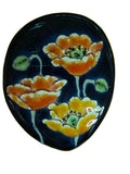 Vintage Japanese Cloisonné Brooch — Poppies on Midnight sky