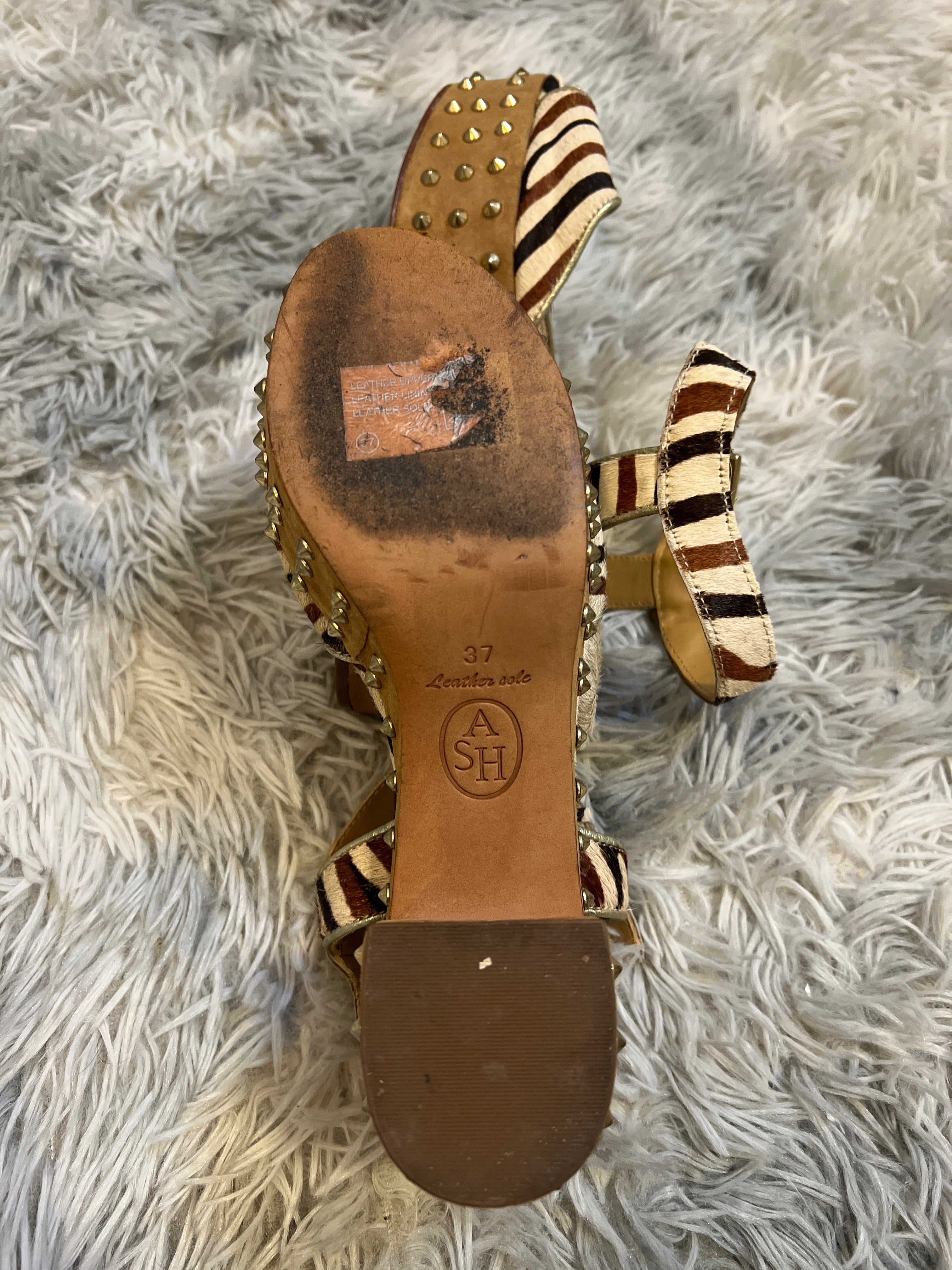 ASH — platform sandals with studs, pony hair