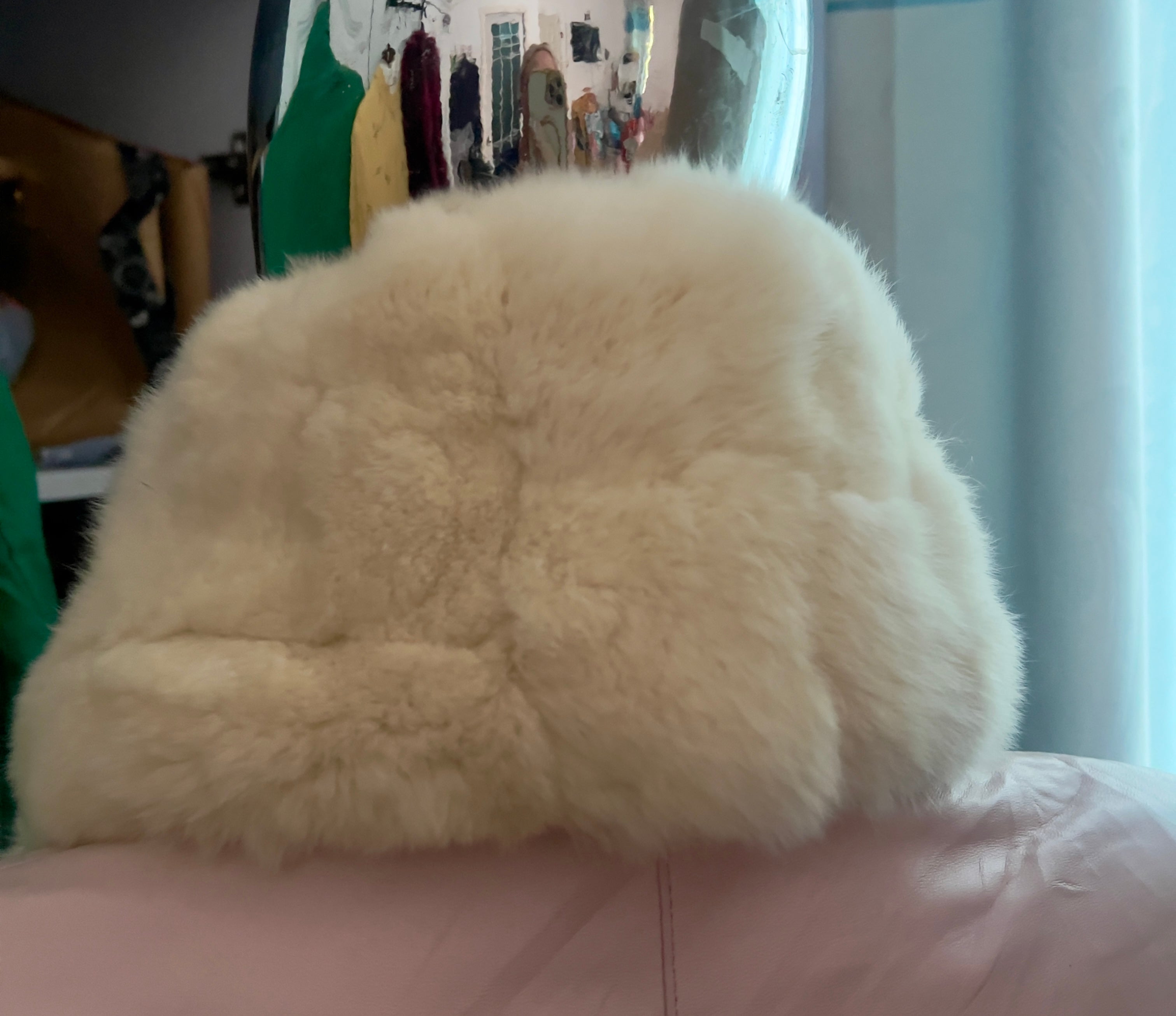 Vintage Feroux Ivory Rabbit Fur Stole / Hat — Japanese Brand — One Size