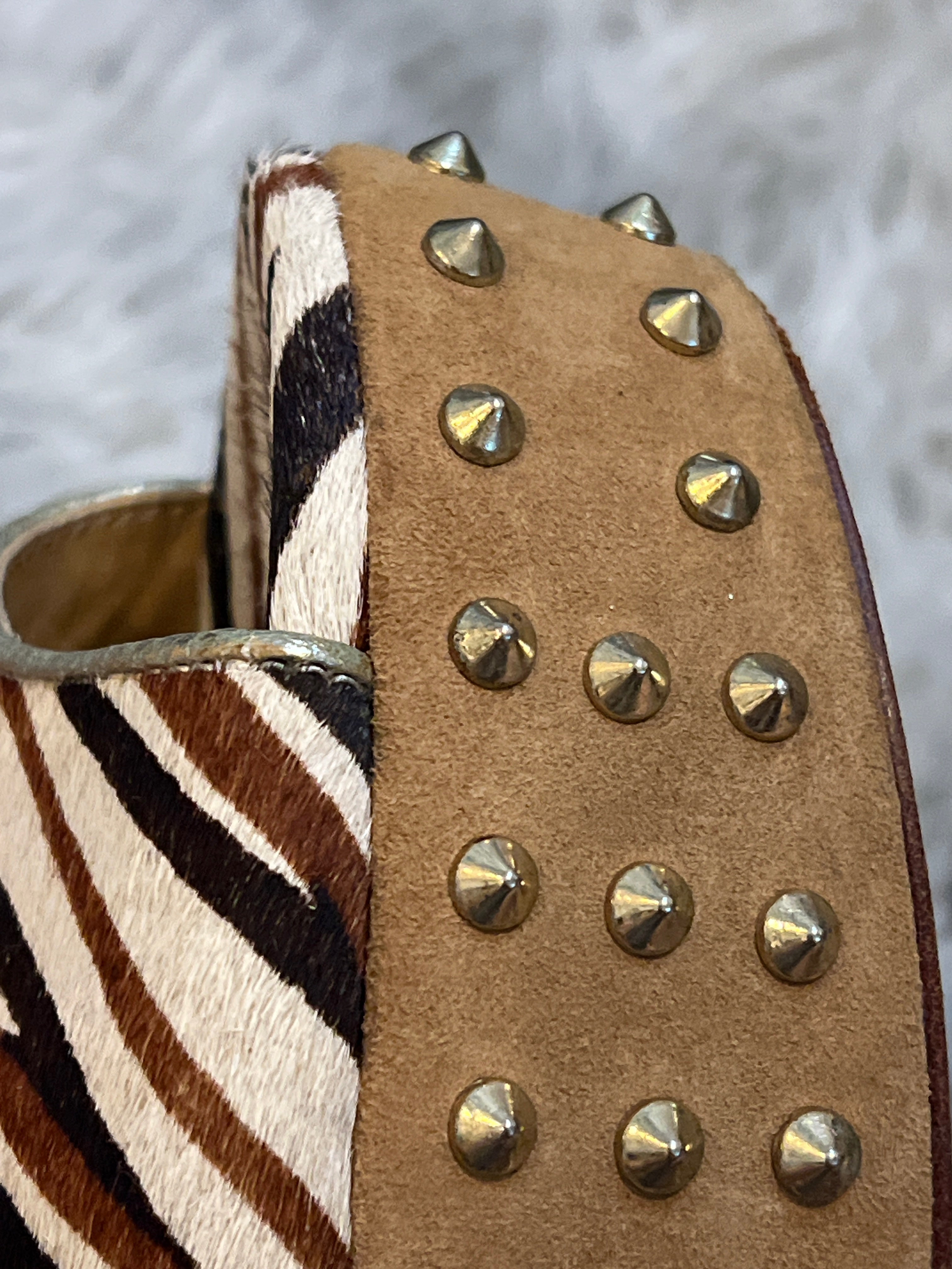 ASH — platform sandals with studs, pony hair