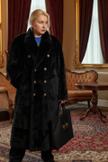 Vintage Men’s| oversized women Faux Fur Overcoat Black Double-Breasted Long Coat 1980s–1990s