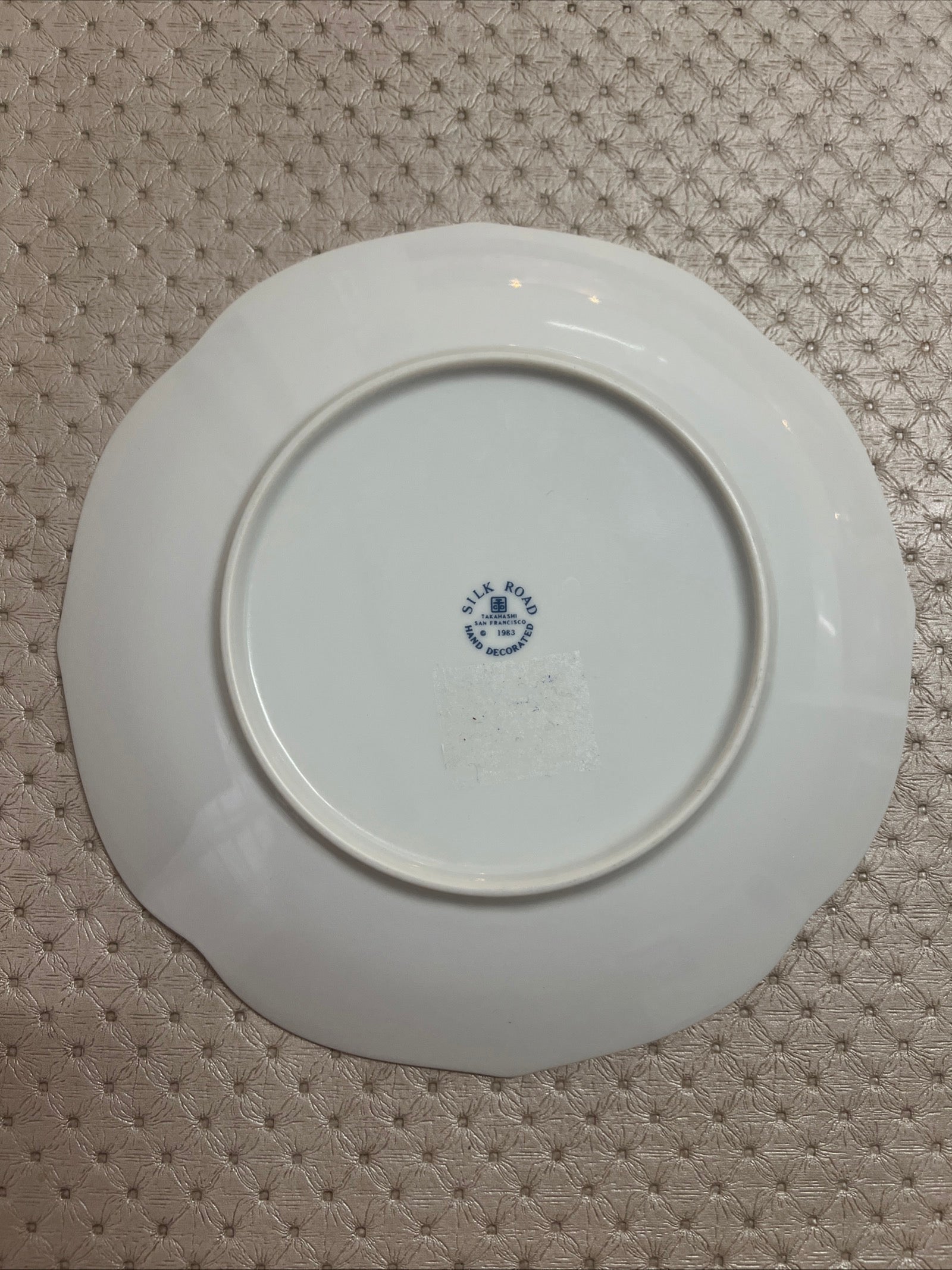 Vintage Takahashi Silk Road Hand Decorated Floral Blue Porcelain Plate 1983