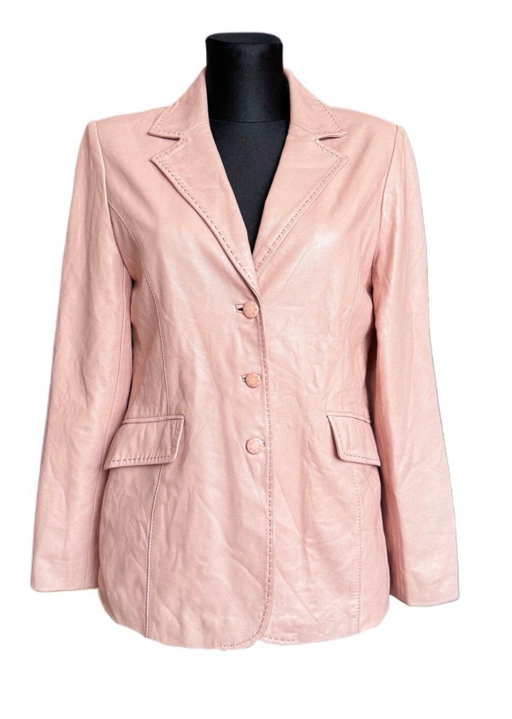 Balmain pink leather jacket