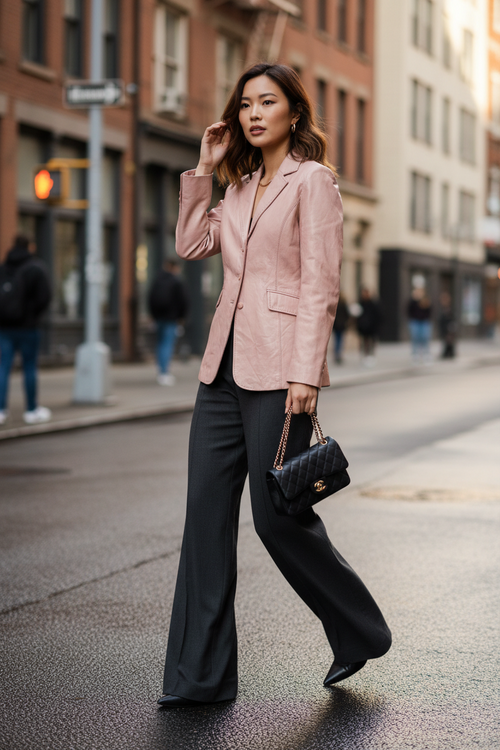 Balmain pink leather jacket