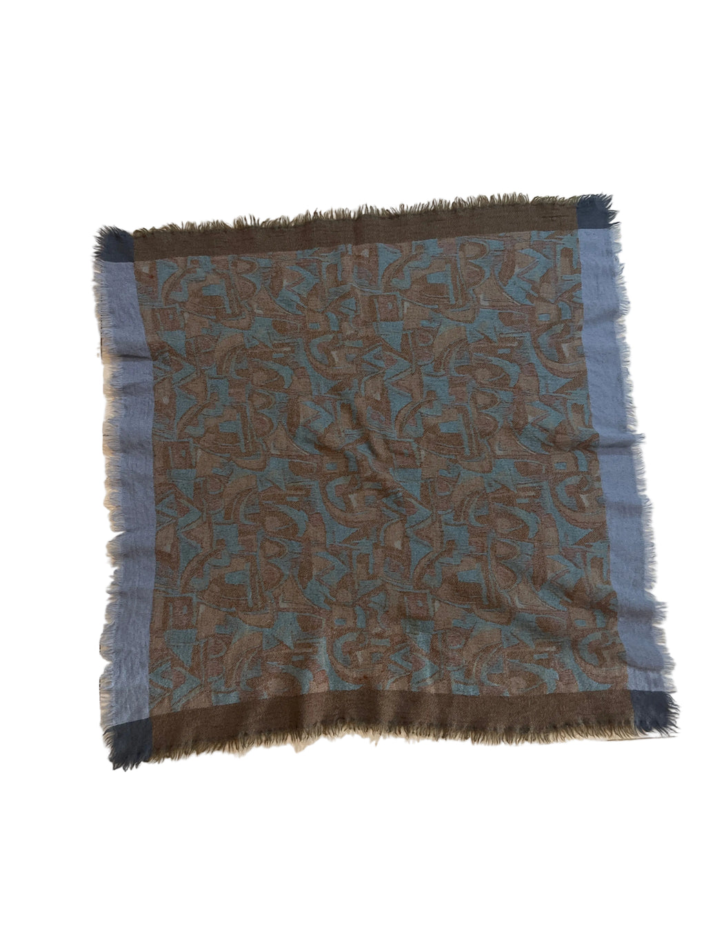 Cashmere Vintage Abstract Geometric Fringe Scarf | Soft Wool Blend Style Wrap