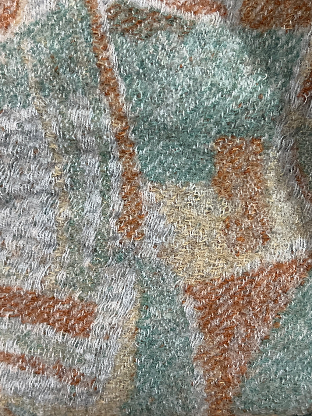 Cashmere Vintage Abstract Geometric Fringe Scarf | Soft Wool Blend Style Wrap
