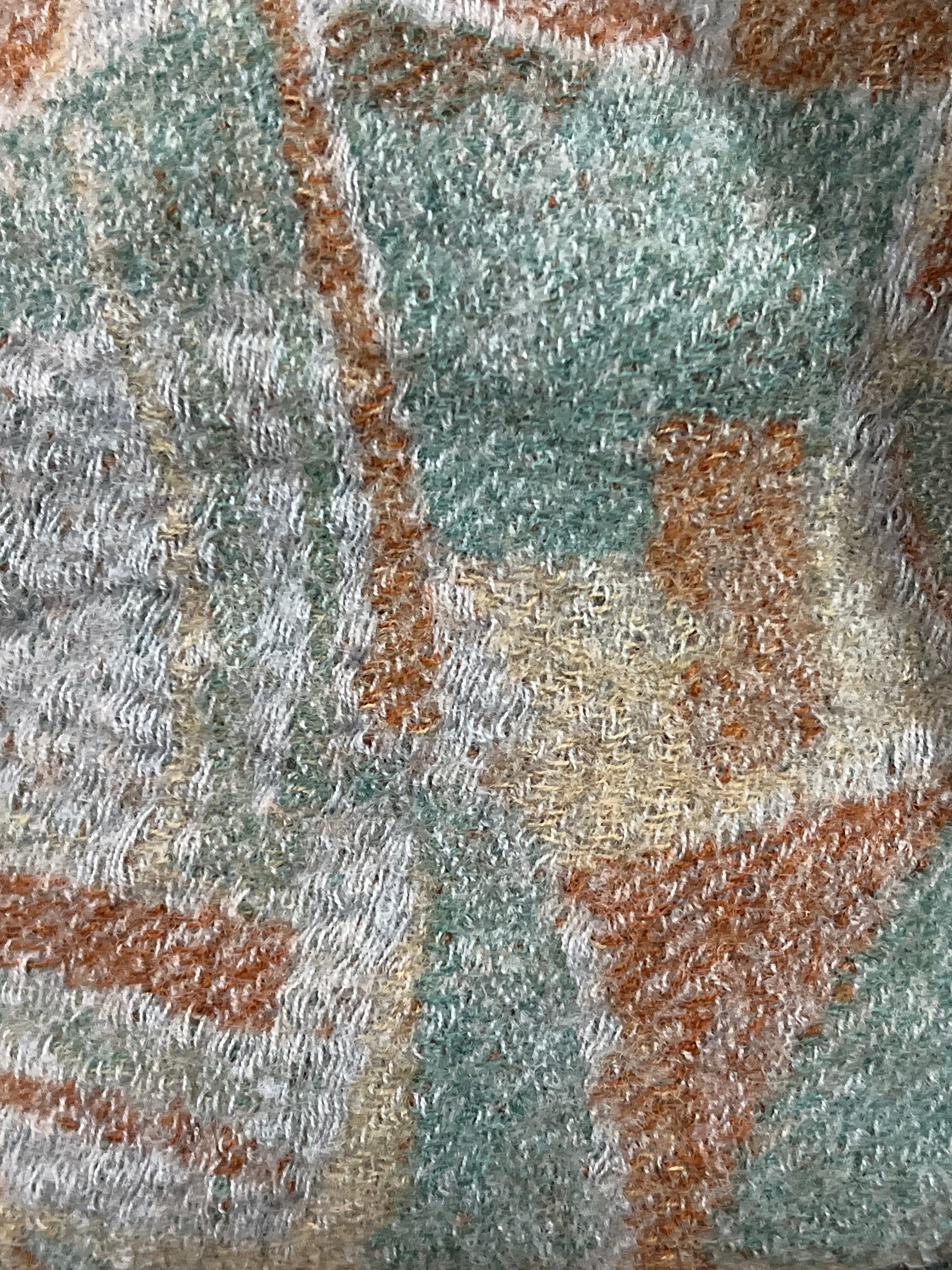 Cashmere Vintage Abstract Geometric Fringe Scarf | Soft Wool Blend Style Wrap