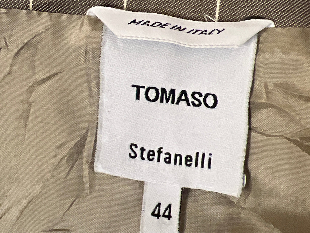 Tomaso Stefanelli Italian Designer Blazer | Size IT 44 / US 10 | Elegant Pinstripe Jacket with Lace Details