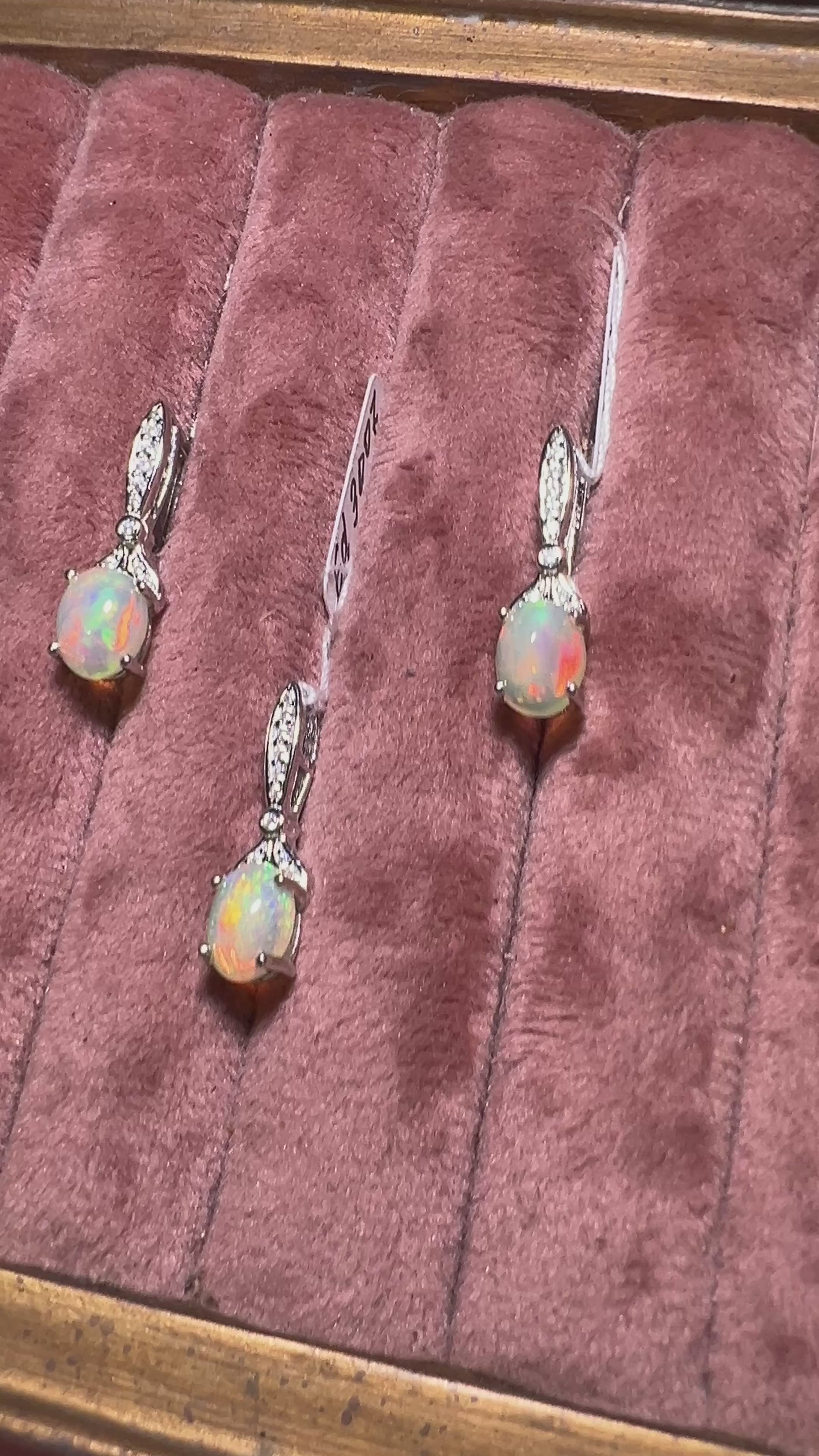 Natural Opal Jewelry Set in Sterling Silver